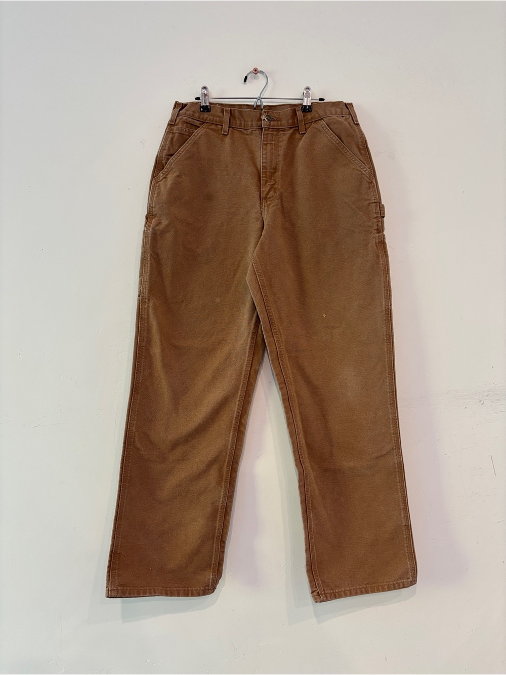 Carhartt B11 BRN Brown Distressed Duck Dungaree Pants Mens 33X32 Loose Fit